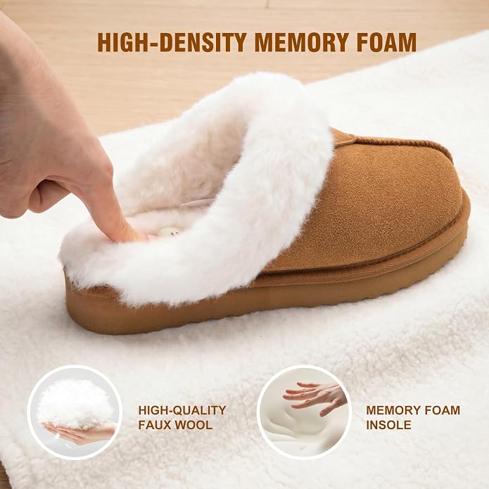 Cargue la imagen en el visor de la galería, Women's Leather Luxe Cozy Memory Foam Slippers