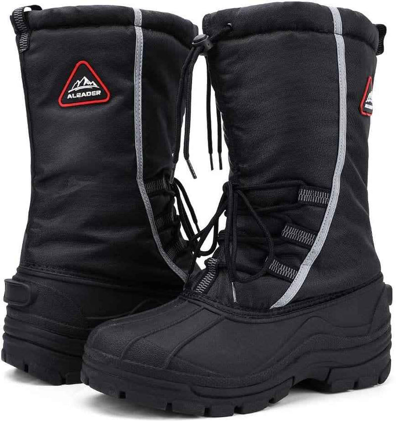 Load image into Gallery viewer, Aleader Men’s Insulated Waterproof Winter Snow Boots - Black/Elastic Lace