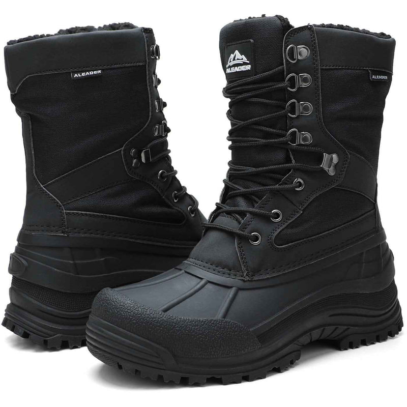 Load image into Gallery viewer, Aleader Men’s Lace up Insulated Waterproof Winter Snow Boots - Black/Pu