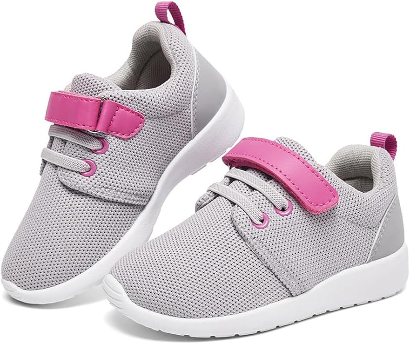 Load image into Gallery viewer, Girl's CloudWalk Sneakers Light Gray Fushia
