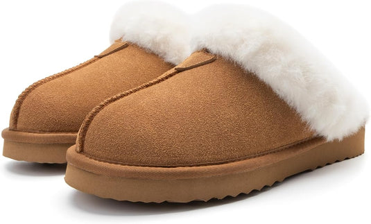 Women's Leather Luxe Cozy Memory Foam Slippers