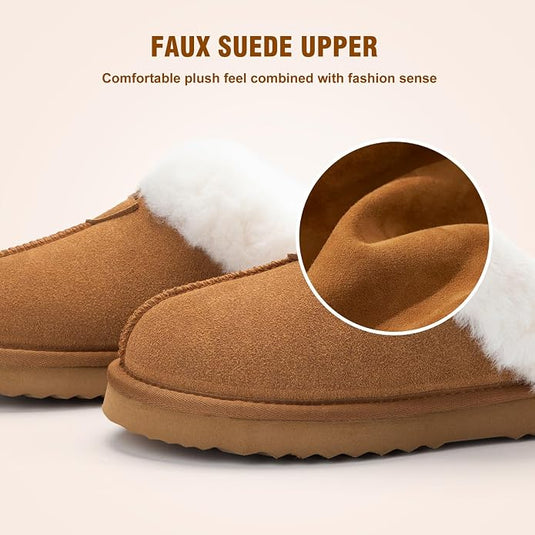 Women's Leather Luxe Cozy Memory Foam Slippers