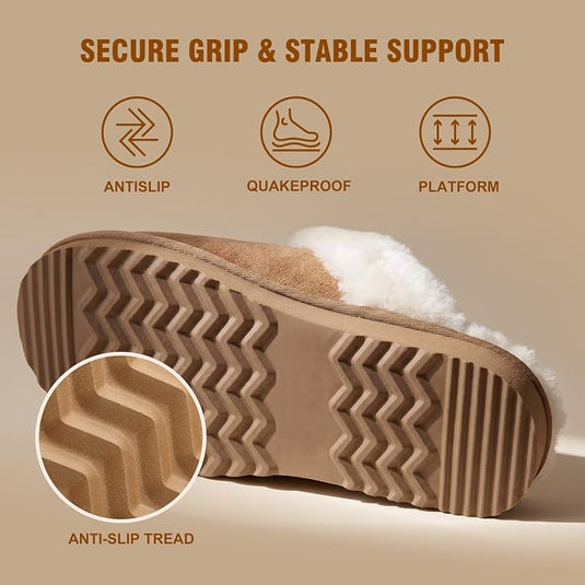 Women's Leather Luxe Cozy Memory Foam Slippers