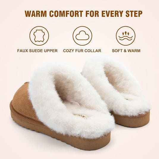 Women's Leather Luxe Cozy Memory Foam Slippers