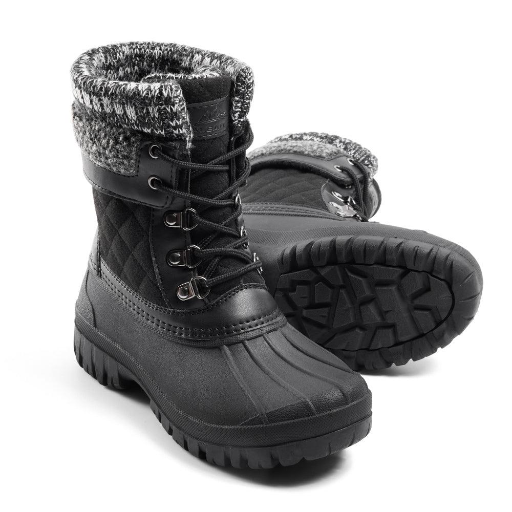  ALEADER Winter Boots for Women, Waterproof Duck Snow Boots  Black 6 B(M) US