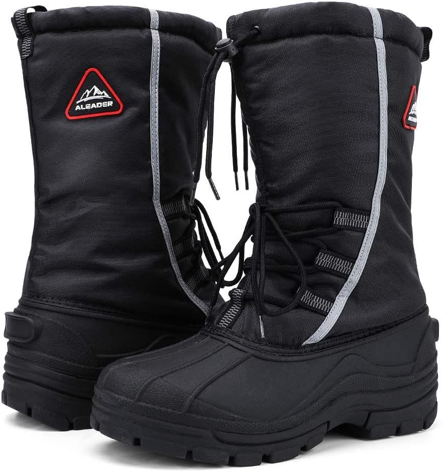 Aleader Aleader Men’s Insulated Waterproof Winter Snow Boots - Black/Elastic Lace