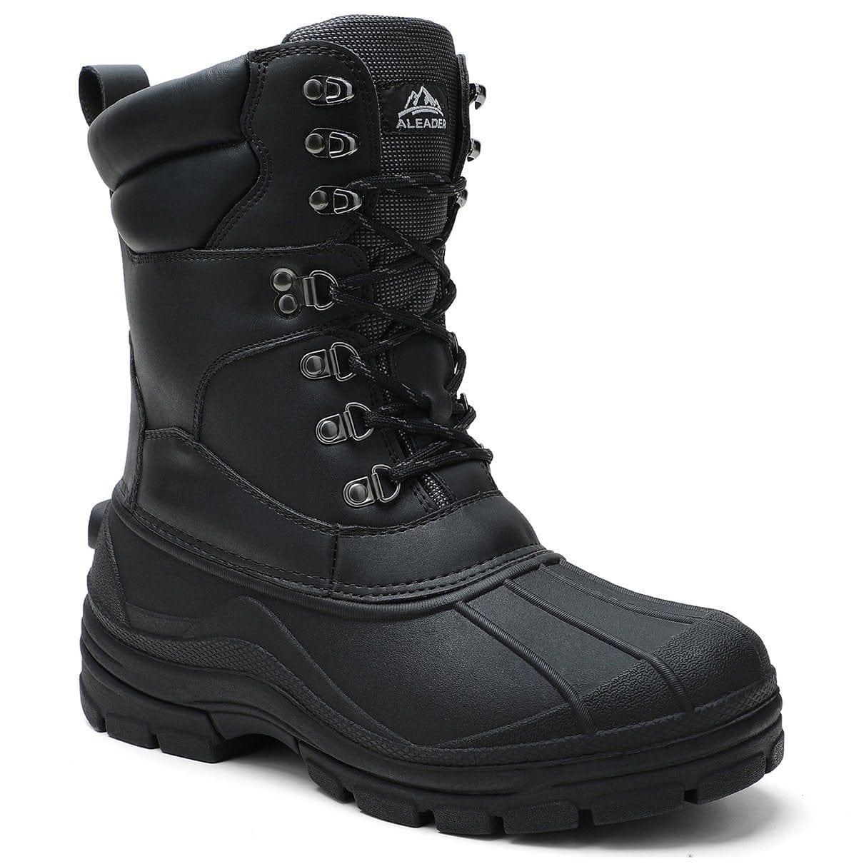 Aleader Aleader Men’s Lace up Insulated Waterproof Winter Snow Boots - Black Canvas