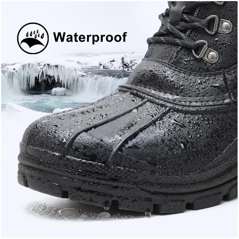 Aleader Men s Lace up Insulated Waterproof Winter Boots Black Canvas AleaderGear
