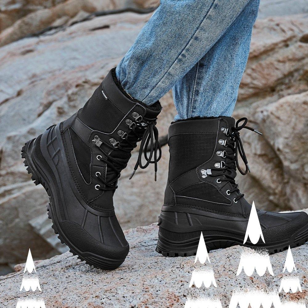 Aleader Aleader Men’s Lace up Insulated Waterproof Winter Snow Boots - Black/Pu