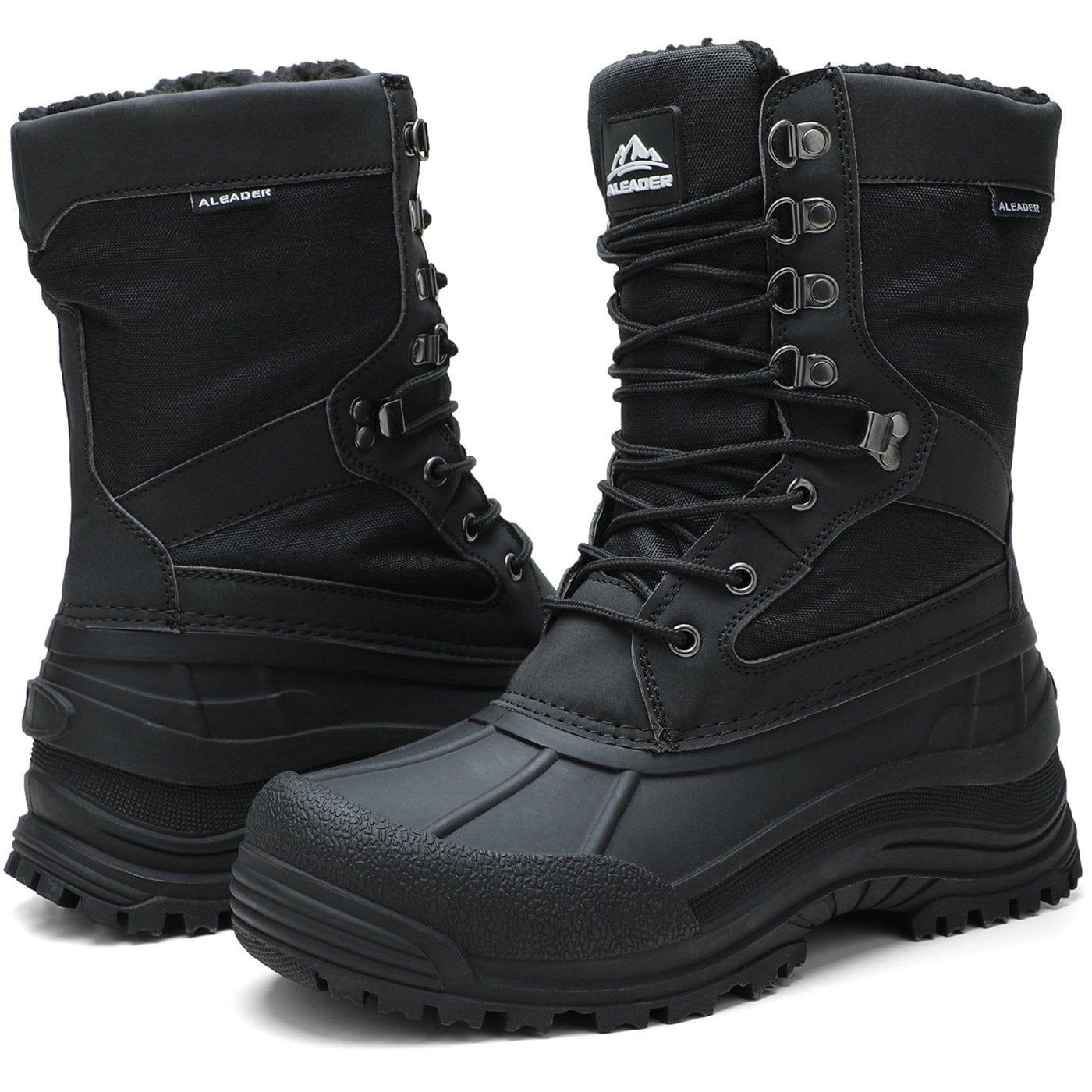 Aleader 7 / BLACK/PU Aleader Men’s Lace up Insulated Waterproof Winter Snow Boots - Black/Pu