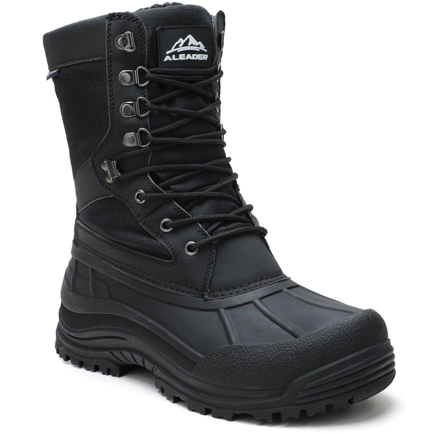 Aleader Aleader Men’s Lace up Insulated Waterproof Winter Snow Boots - Black/Pu