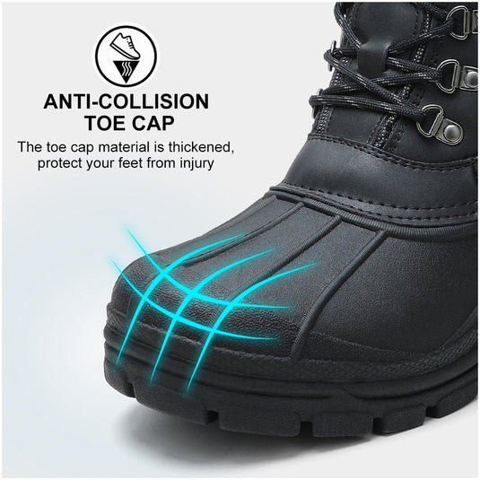 Aleader Men s Lace up Insulated Winter Boots Black Pu AleaderGear