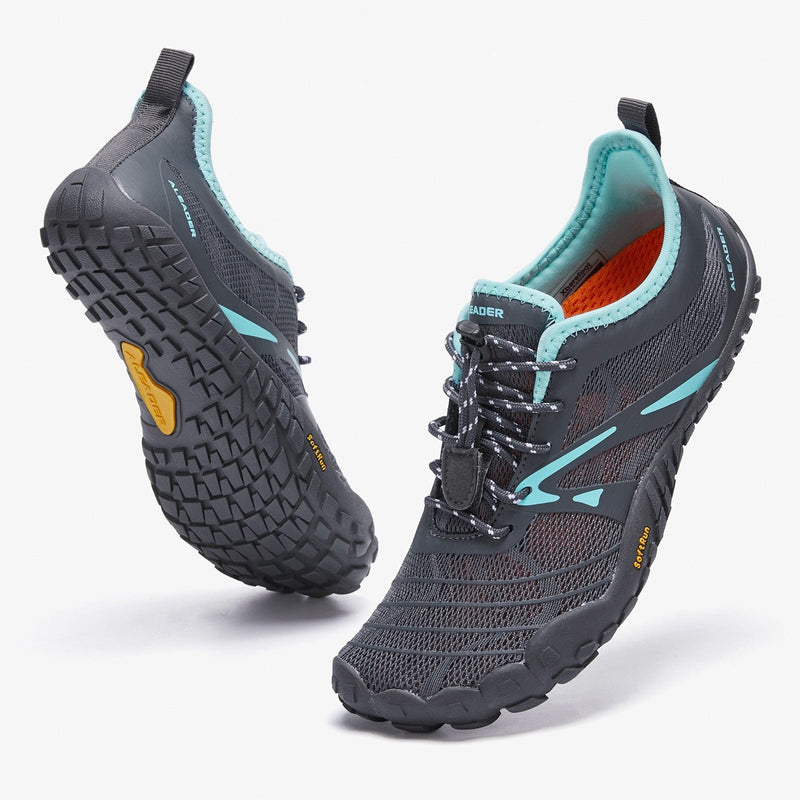 Load image into Gallery viewer, Aleader Aleader Women’s Barefoot Minimalist Trail Running Shoes - Dark Gray/Aqua
