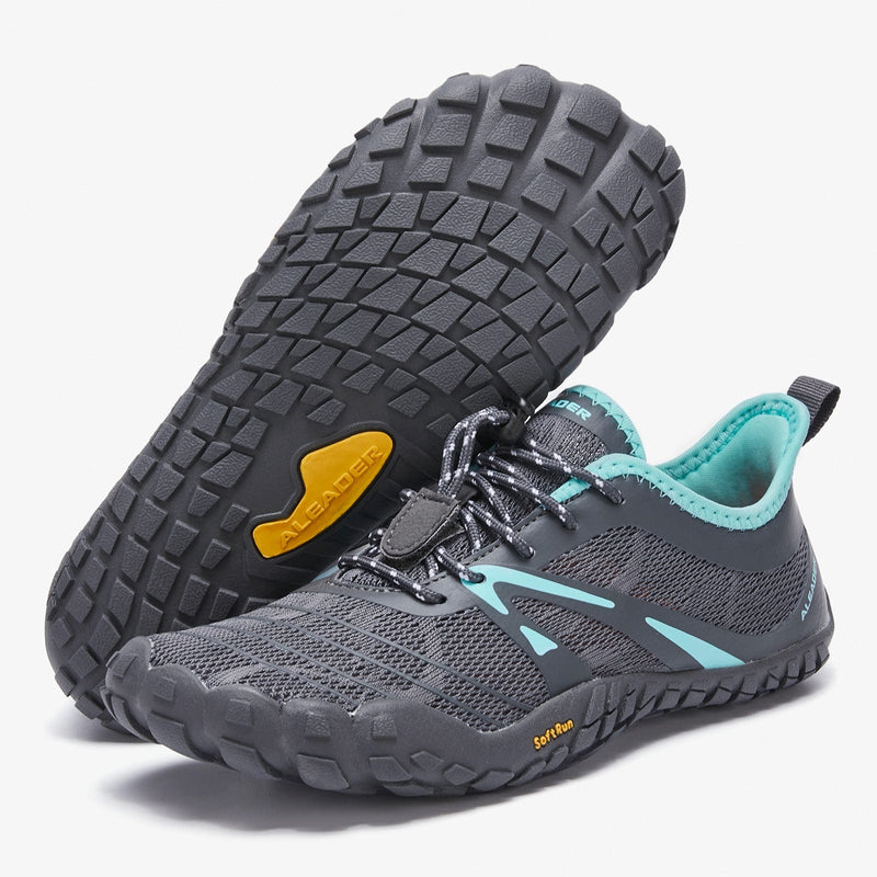 Load image into Gallery viewer, Aleader Aleader Women’s Barefoot Minimalist Trail Running Shoes - Dark Gray/Aqua
