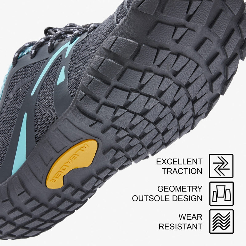 Load image into Gallery viewer, Aleader Aleader Women’s Barefoot Minimalist Trail Running Shoes - Dark Gray/Aqua
