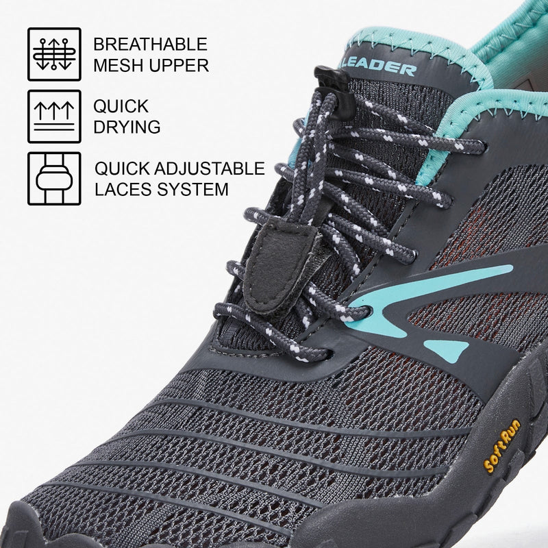 Laden Sie das Bild in Galerie -Viewer, Aleader Aleader Women’s Barefoot Minimalist Trail Running Shoes - Dark Gray/Aqua
