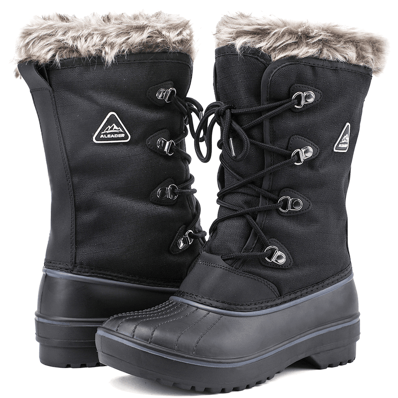 Load image into Gallery viewer, Aleader Aleader Women&#39;s Warm Faux Fur Lined Mid Calf Winter Snow Boots -Black/F
