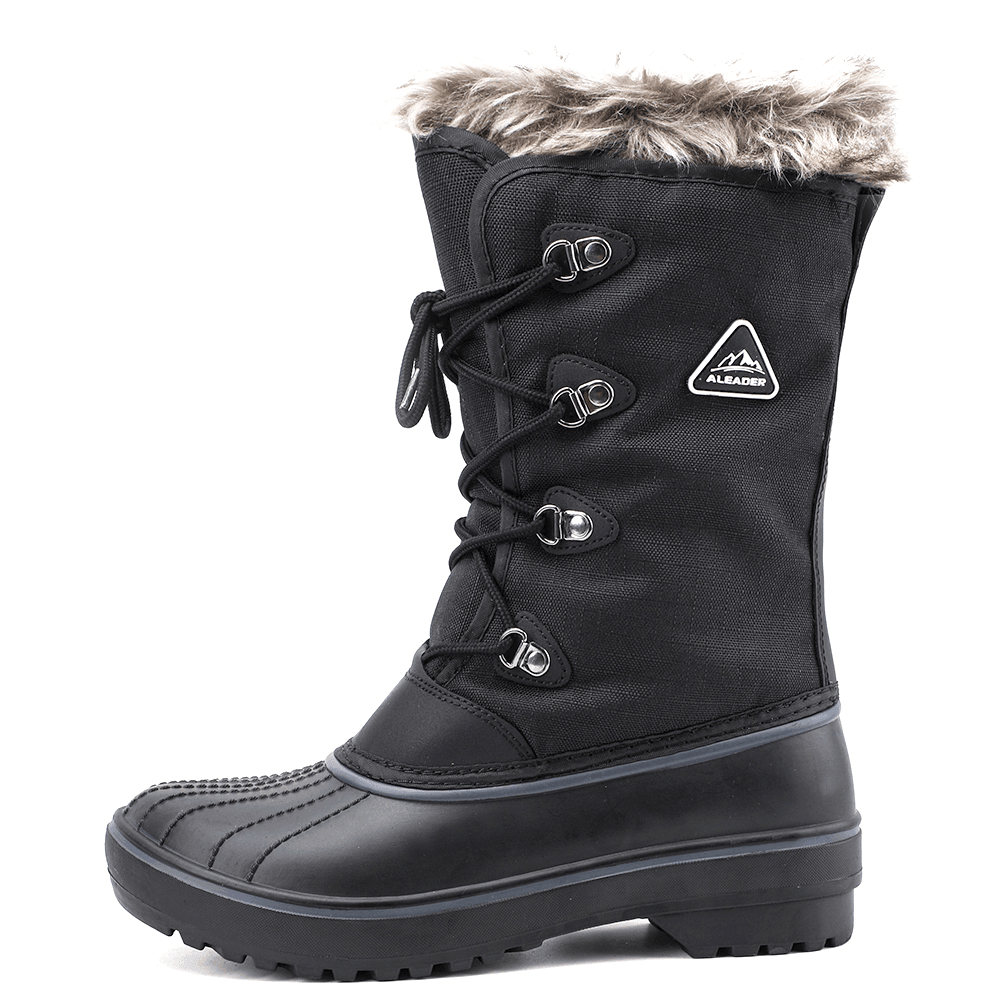 Aleader 6 / BLACK/F Aleader Women's Warm Faux Fur Lined Mid Calf Winter Snow Boots -Black/F